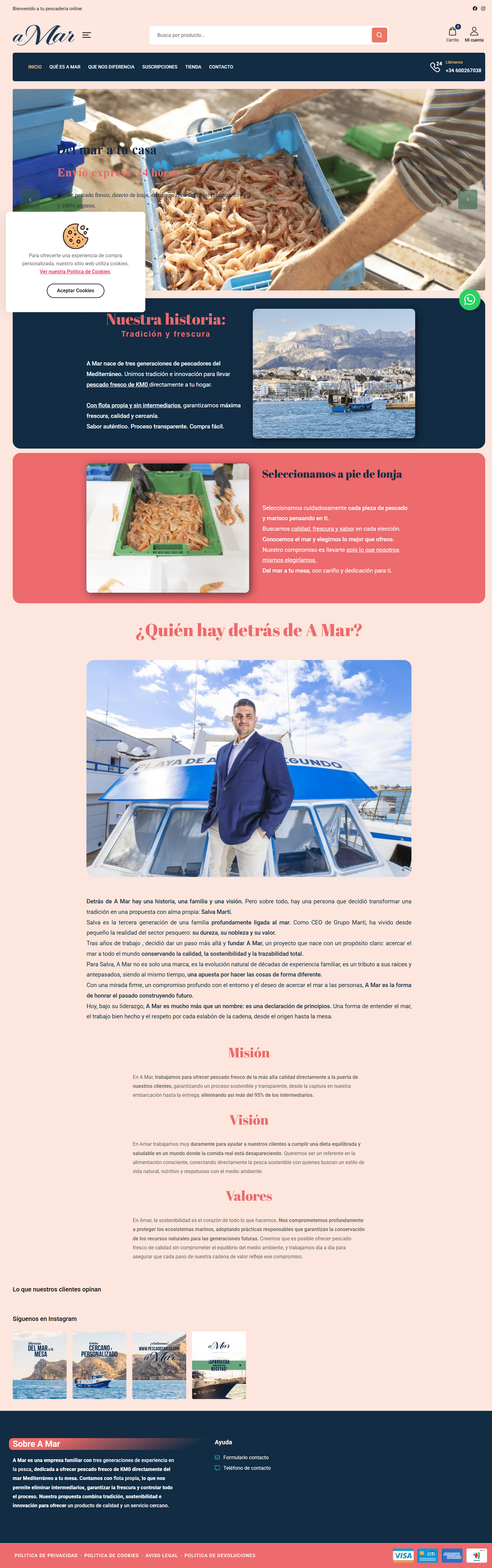 Captura de Tienda Online de Marisco a Mar